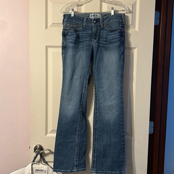 Ariat REAL Denim Jeans Mid Rise Boot 28R - Picture 3 of 5